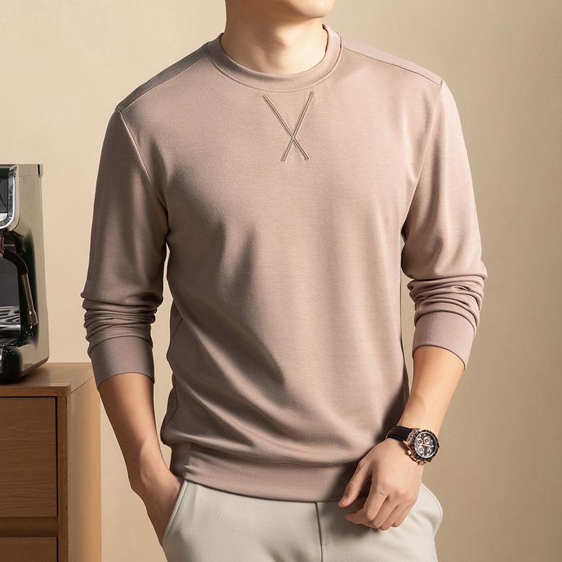 2025 Spring/Autumn Men's Trendy Long Sleeve Sweatshirt: Luxurious Casual Crew Neck Top