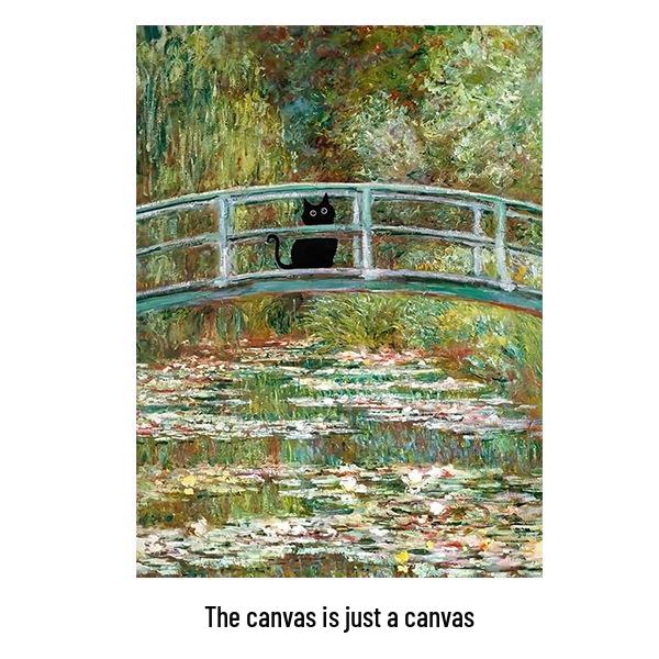 

Кувшинка и Звездная ночь Абстрактное искусство с кошкой: Красочное настенное украшение для спальни и гостиной 40X60cm(16X24inch)