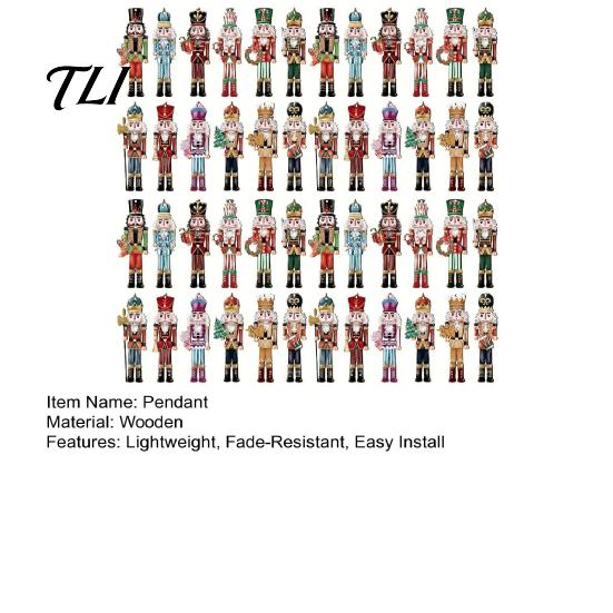 Holiday Souvenir for Family 48Pcs Christmas Nutcracker Wooden Ornaments, Classic Soldier Hanging Decorations, Vintage Indoor Tree Trim Wood Decor
