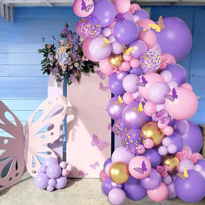 Schmetterling Rosa Lila Luftballon Girlande Bogen Set Geburtstagsparty Dekoration Kinder Babyparty Latex Ballon Kette Hochzeitsfeier Zubehör