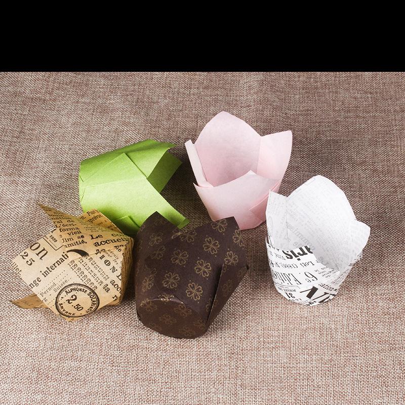Tulip Cake Paper Cup Multicolor Flame Cup High Temperature Oil-proof Bread Paper Holder Baking