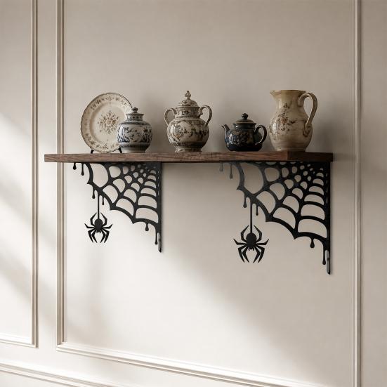 Gothic Home Accents 2Pcs Spider Web Corner Metal Wall Art, Signs Outdoor Decor, Housewarming Gift Minimalist Aesthetic Sculpture for