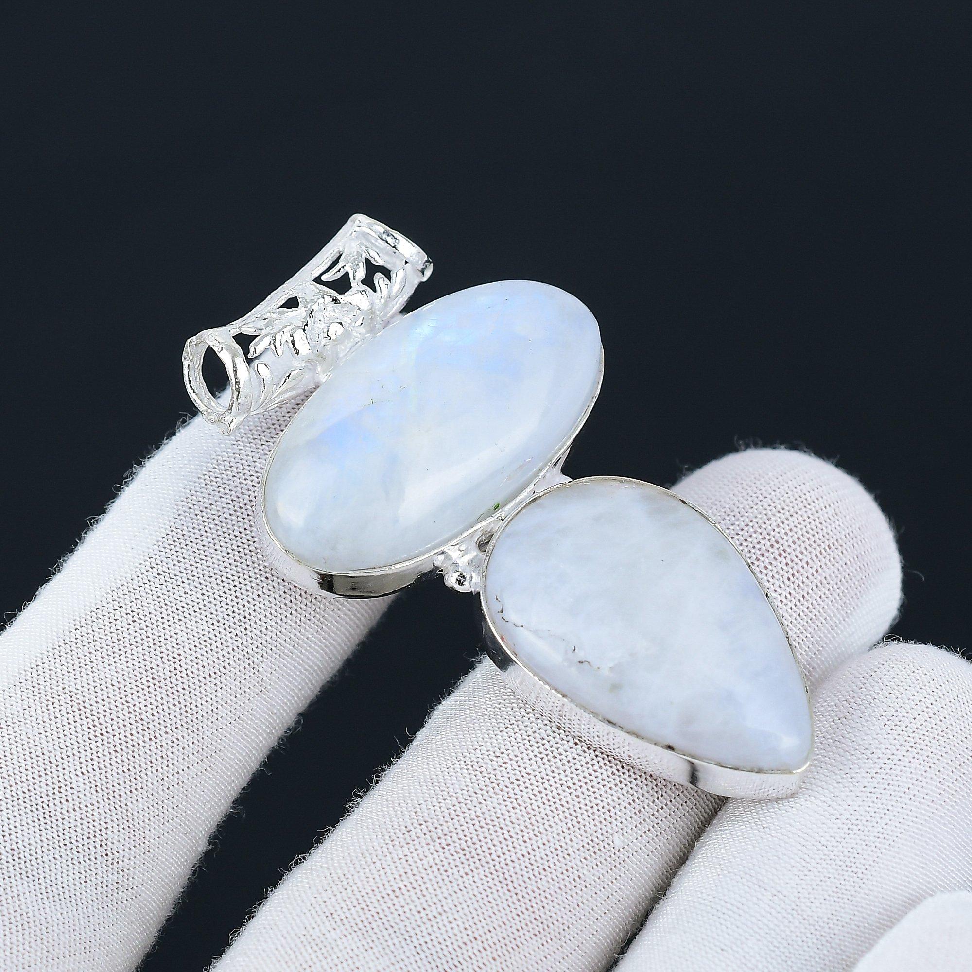 

Радужный лунный камень, подвеска из стерлингового серебра 925 пробы ручной работы, украшения из натурального радужного лунного камня, ювелирные изделия ручной работы, подарки в подарок