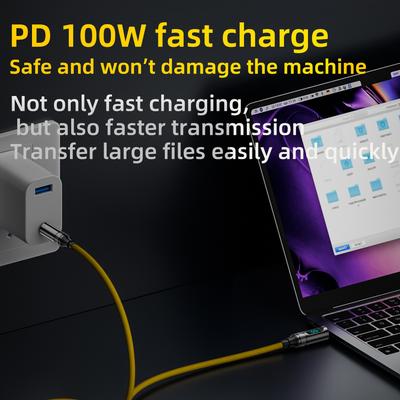 USB3.2 20Gbps USB C To Type C ThunderBolt 3 LED Display Cable 100W 5A USB-C Cord For iPhone 15 Pro MacBook Pro Samsung Xiaomi 2M