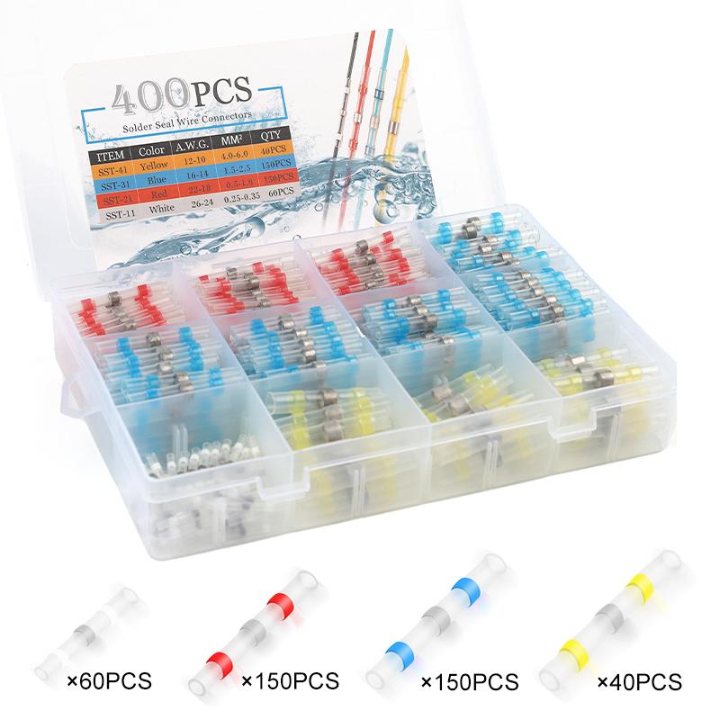 50-400 PCS Wire Connectors Solder Stick Wire Connector Insulated Solder Heat Shrink Waterproof Crimp Cable Terminals for Cable