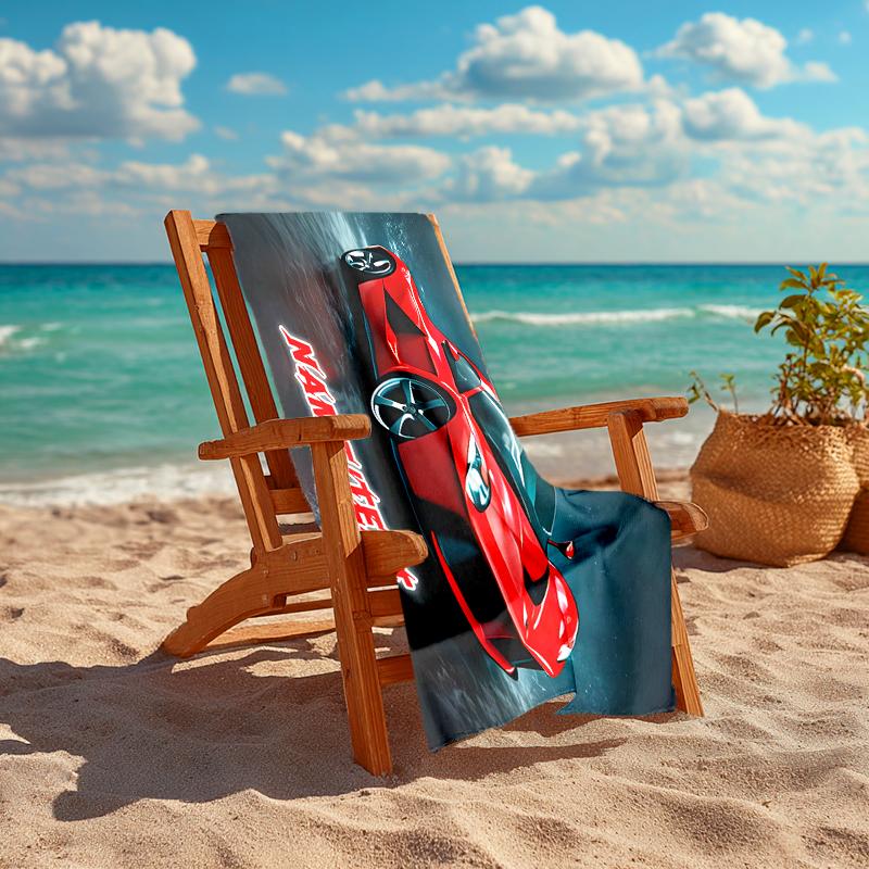 1PC Custom Name Sports Car Night Beach Towel Highly Absorbent And Sand-Resistant Towel for Swimming, Pool, Yoga, And Travel Lightweight