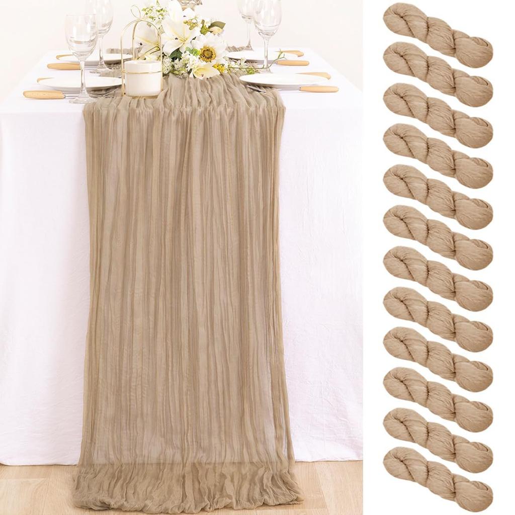 10 Pack Cheesecloth Table Runner 35x120Inch Boho Gauze Cheese Cloth Table Runners for Wedding Party Baby Shower Birthday Home Decor