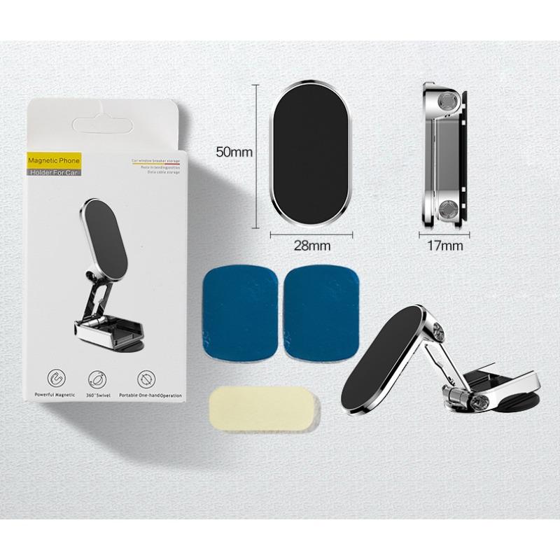 Foldable Metal Car Phone Holder, 720° Rotatable Strong Magnetic Flip Holder, Magnetic Phone Holder, Universal Dashboard Car Holder