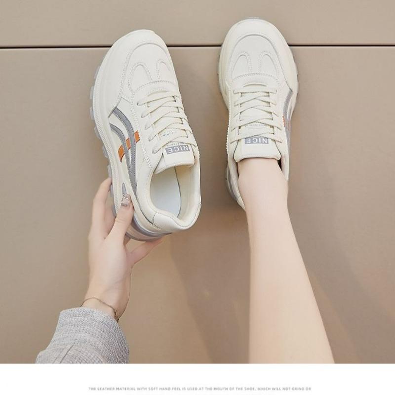 Shoes women's spring new versatile thick-soled heightening casual canvas shoes niche design sense white shoes round head single shoes