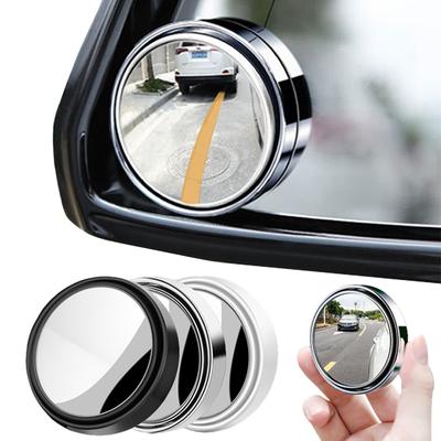 2Pcs 360 Degree Adjustable Round Frame Convex Blind Spot Mirror Safety Driving Wide-angle Clear Rearview Mirror Auto