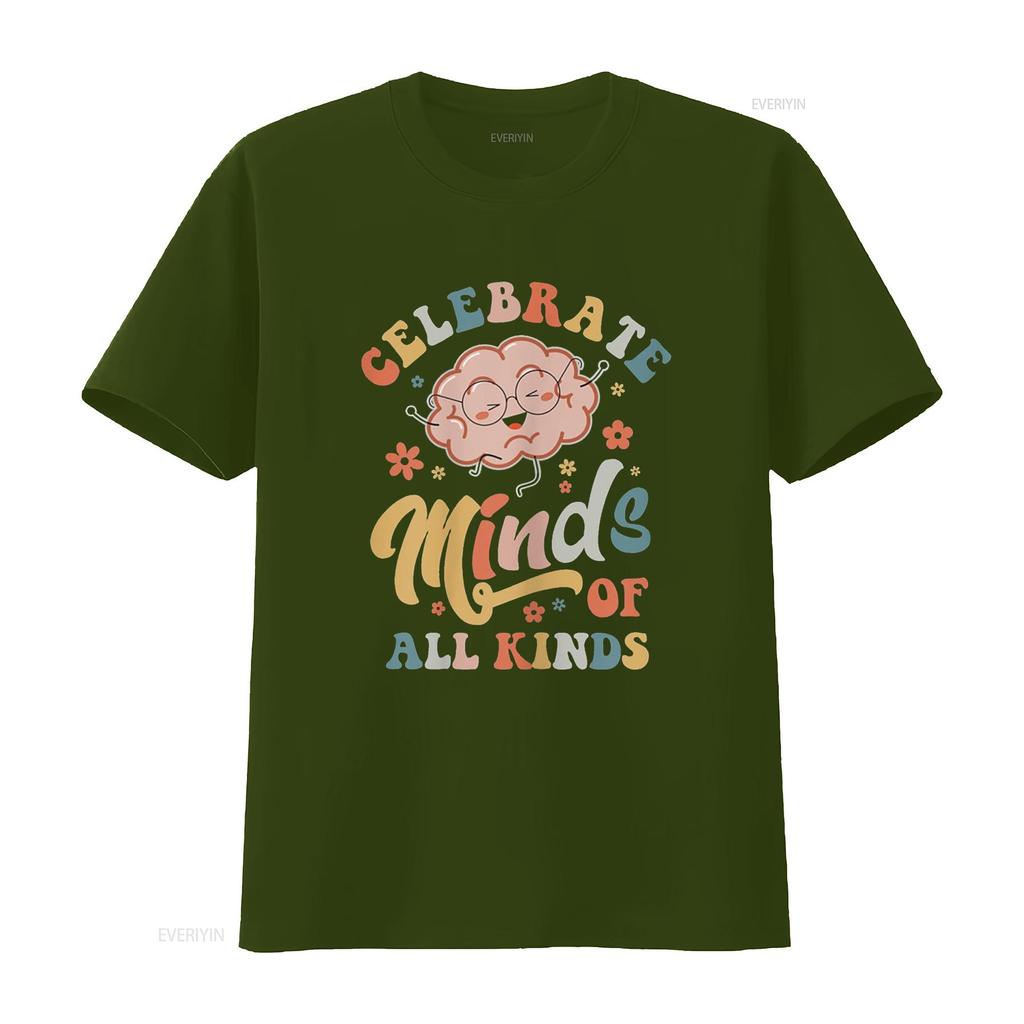 Womens T Shirt Celebrate Minds Of All Kinds Neurodiversity Autism Casual  Tops Black Medium vintage Washed Soft Comfortable