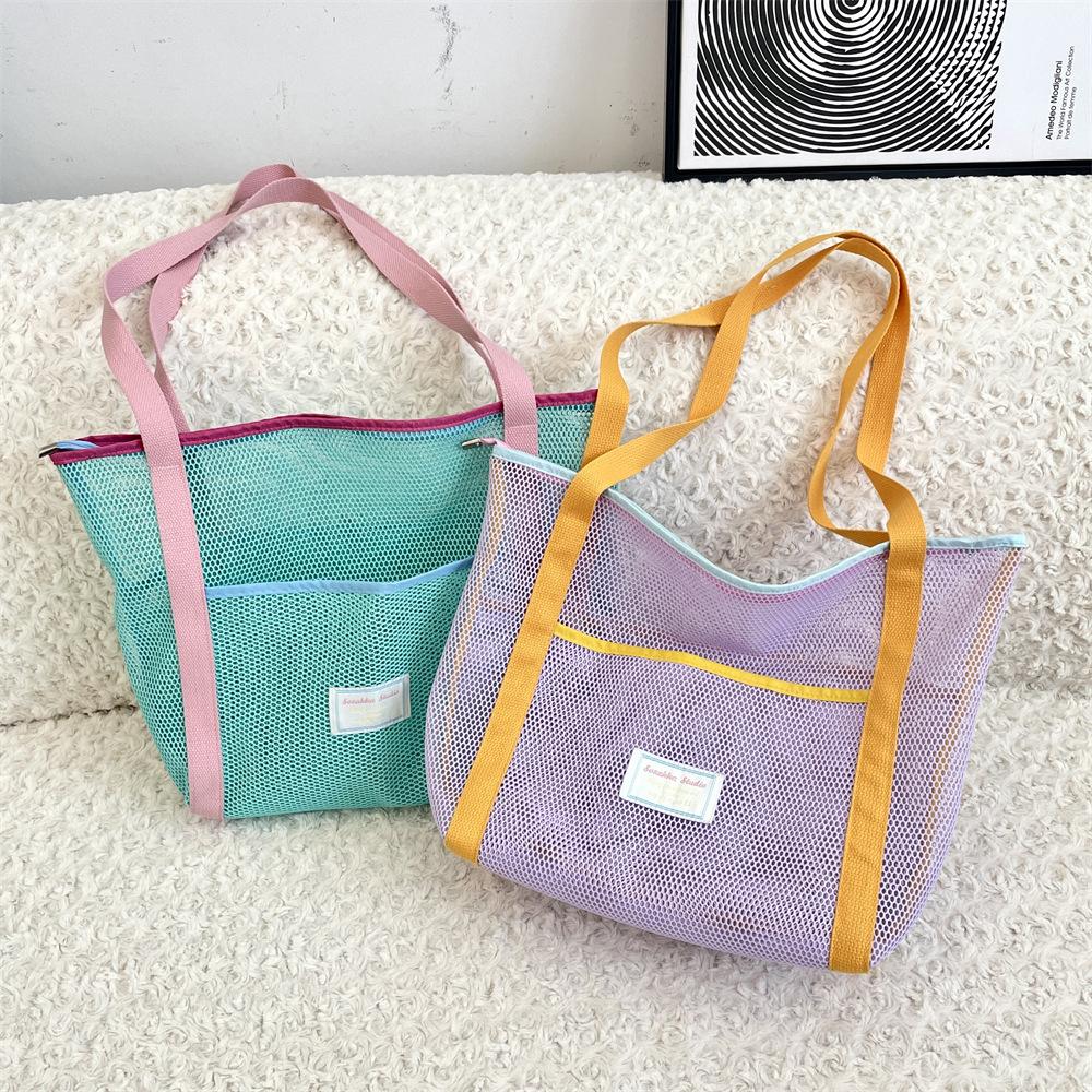 44 beach play mesh hollow storage bag large capacity shoulder bag outdoor portable beach bag