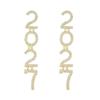 Rhinestone 2027 Digital Earrings Elegant Stud Earrings Happy New Year Earrings  Daily