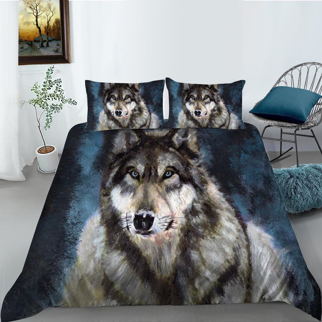 Polyester Bedding Two Or Three-Piece Digital Printing Wolf Series Can Be