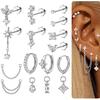 1Set Fashionable stainless steel ear stud earrings, ear bar pins, body piercing accessories, body jewelry