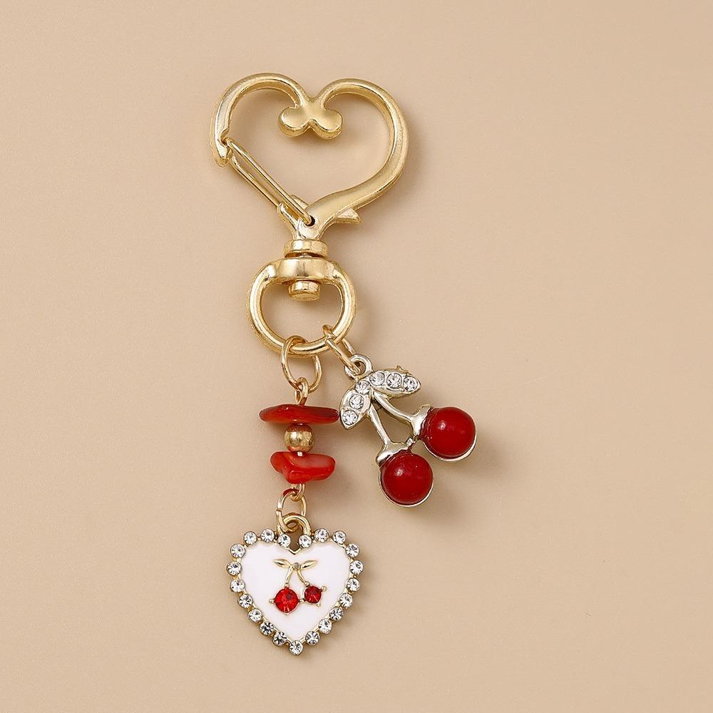 Creative Pretty Alloy Love Heart Keychain Shell Starfish Cherry Key Chain Handmade DIY Pendant Key Ring Handbag Decor вишня