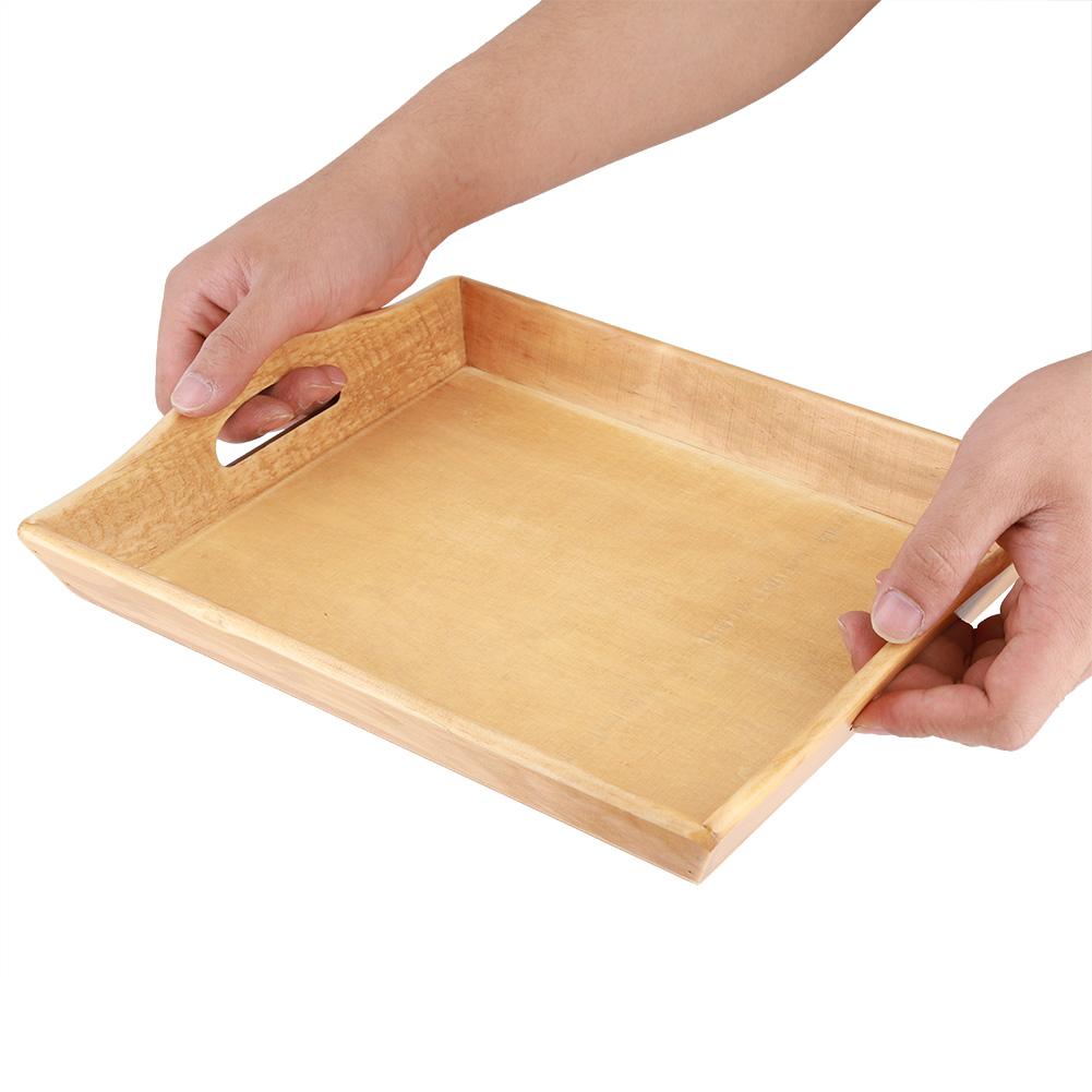 Wooden Serving Tray Plate for T Set Fruits Candies Food Towel (Dark Color)