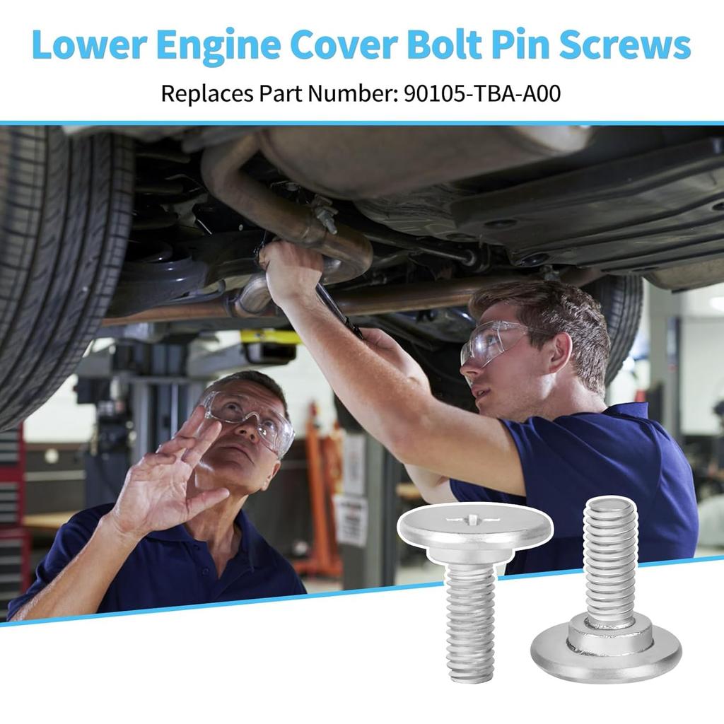 2 PCS Lower Engine Cover Bolt Pin Screws Set Compatible with Hon-da Civic Accord CRV, Replaces 90105-TBA-A00
