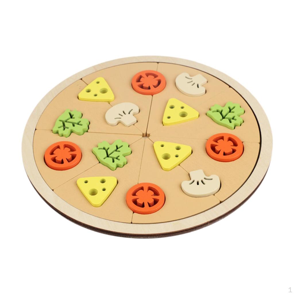 Wooden Pizza Set Cutting Food Play Toy Hand Eye Coordination Education Playset Kitchen Toys for
