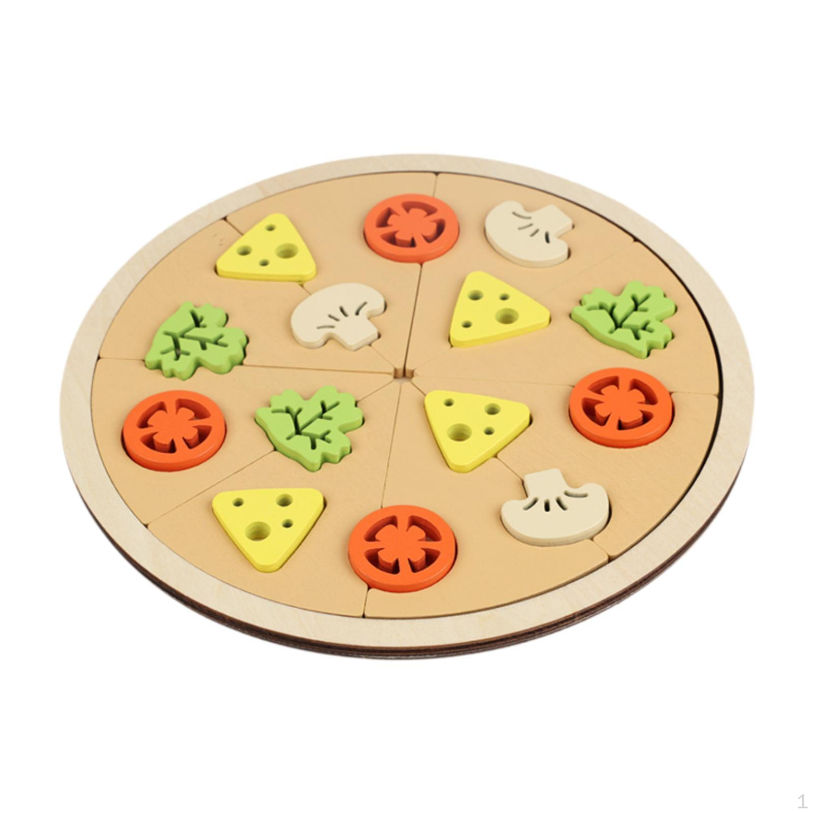 

Wooden Pizza Set Cutting Food Play Toy Hand Eye Coordination Education Playset Kitchen Toys for Style B
