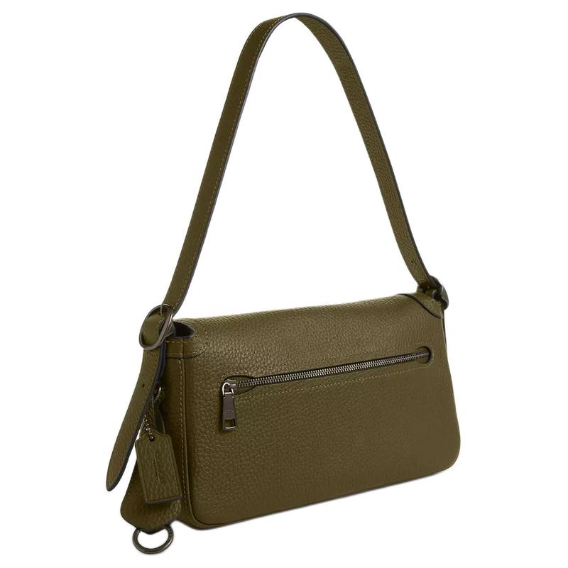Coach Etta 25 Klappendesign Leder Handtasche Umhängetasche Mittelgroß Damen Olivgrün
