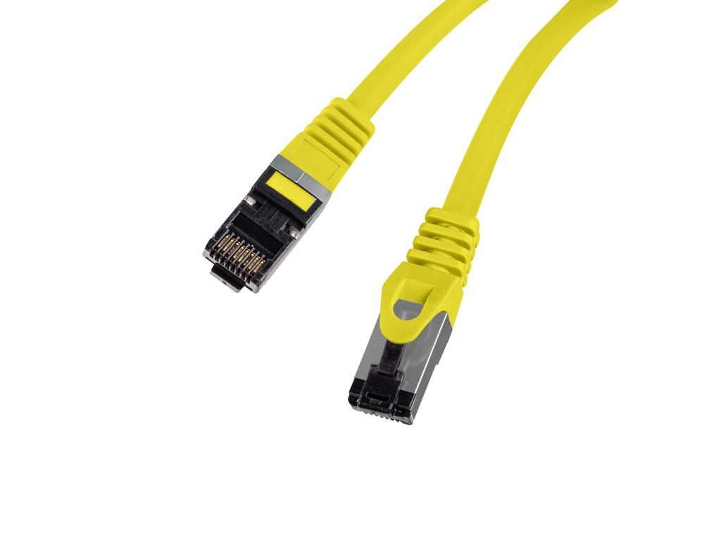 Przewód kabel internetowy lan rj45 patchcord kat.8.1 sftp żółty 0,5m