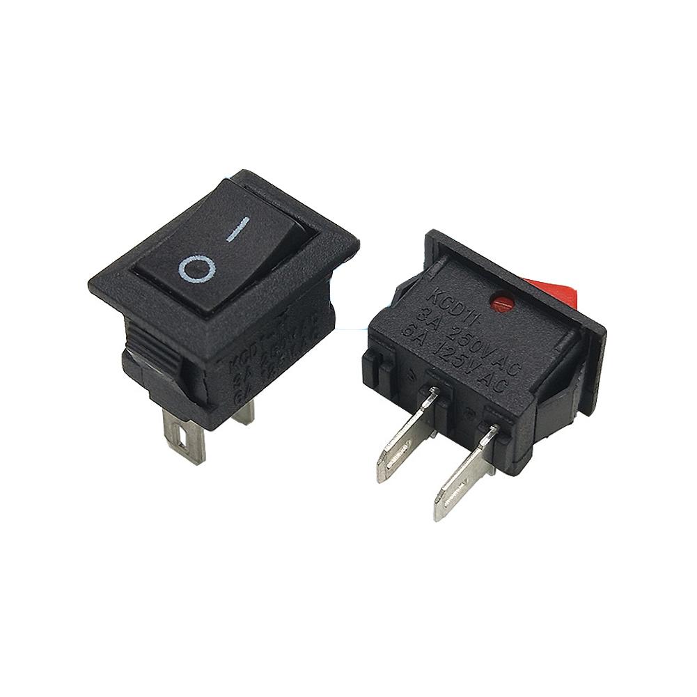 10 Stück Druckschalter 10x15mm SPST 2-Pin KCD11 Einrast-Kippschalter Ein/Aus 3A 250V Netzschalter Schwarz Rot