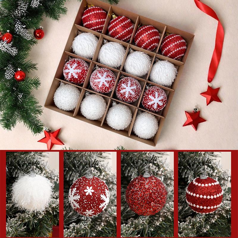 Ensemble de 16 Pièces d'Ornements de Noël Fabriqués à la Main Kit Décorations Festives pour Arbre Boule en Mousse de Noël Décorations de Fête Uniques Faites à la Main