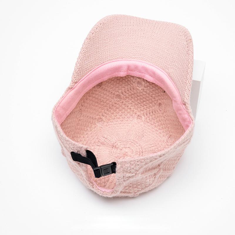 Damen Herbst Winter Gestrickte Wolle Baseballkappe Warme Kappe Outdoor Kältefeste Reitkappe