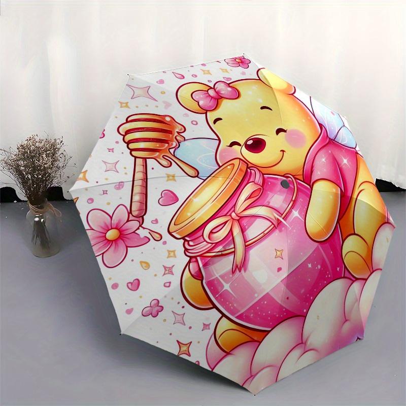 Winnie-the-Pooh,Honey,Fairy Theme Automatic Compact Folding Cute Umbrella - Portable and Durable, 8-Bone Iron Umbrella for All Weather070710