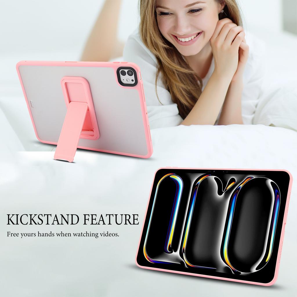 For iPad Pro 13 (2024) Case with Kickstand TPU+PC Skin-Touch Tablet Cover