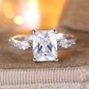 Rectangle Crystal Stone White Zircon Rings For Women Classic CopperColor Engagement Bands Wedding Jewelry Bridal Birthday Gifts