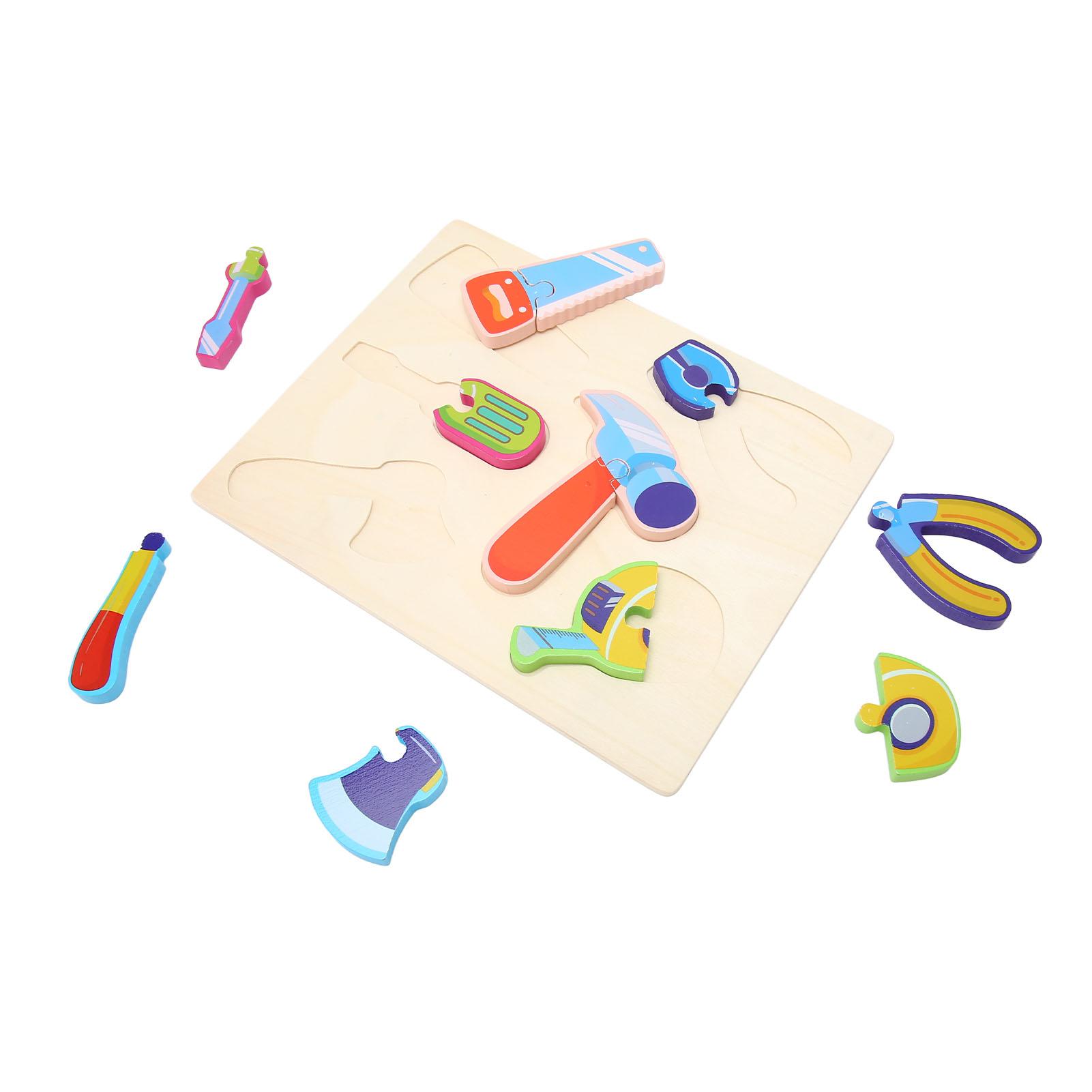 

Деревянные пазлы на сопоставление инструментов для раннего развития, встроенная шлифовка, закругленные безопасные формы для малышей