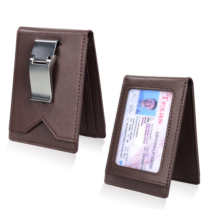 Multifunctional Minimalist Metal Money Clip Wallet with PU Leather and Multiple Card Slots for Men