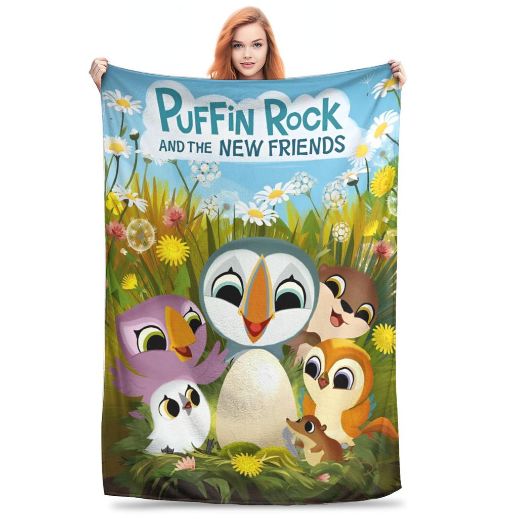 Puffin Rock und die neuen Freunde Cartoon Accessoires Decke Superweiche Decken für Sofa 50x60 Zoll Mehrgrößen-Bettüberwürfe