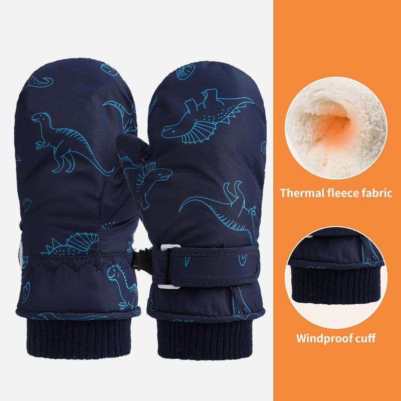 Kids' Quick-Dry Warm Ski Gloves with Waterproof Fabric and Thick Velvet Lining