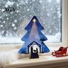 Festive Home Decor Accents Colorful Christmas Tree Tabletop Decor, Wooden Plaid Patterned Xmas Signs with Small Party Favors Merry Greetings,