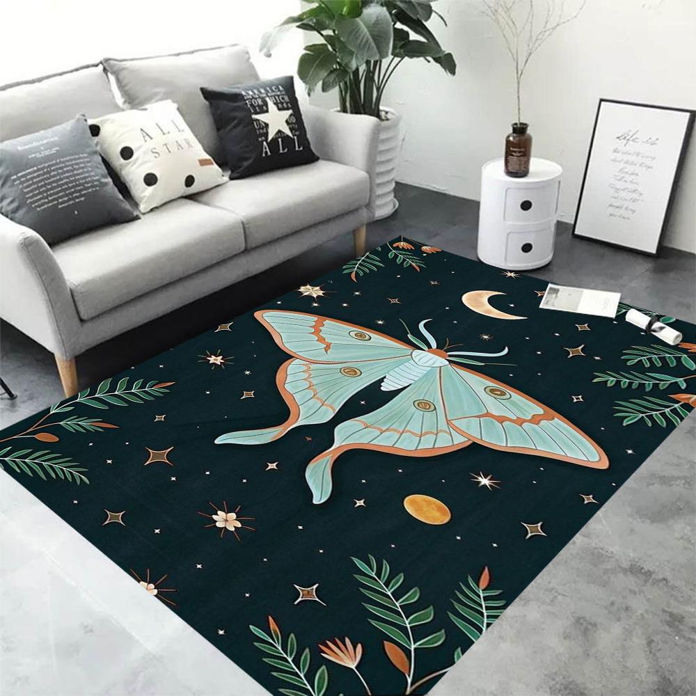 Mysterious Butterfly Plant Area Rug for Home Living Room Bedroom Kitchen Rug Non-slip Flannel Rug Machine Washable Floor Mat