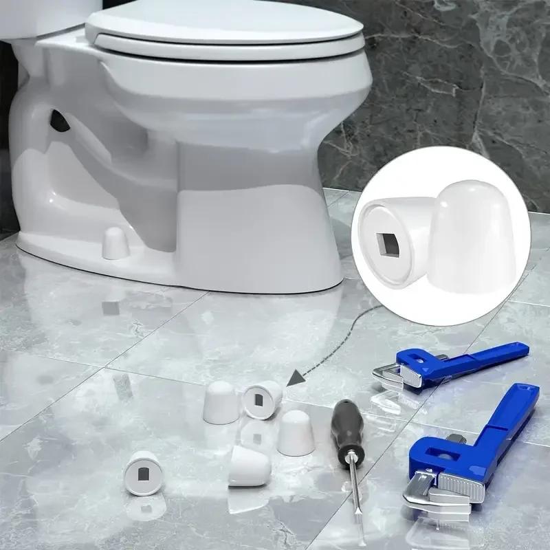 6pcs Universal Toilet Bolt Caps, Round Plastic Push-On Toilet Bowl BoltCaps Covers, With Extra Washers For Easy Installation