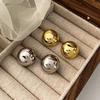 Estilo europeu punk moda geométrica meio metal grande bola redonda brincos de pino para mulheres meninas acessórios de festa