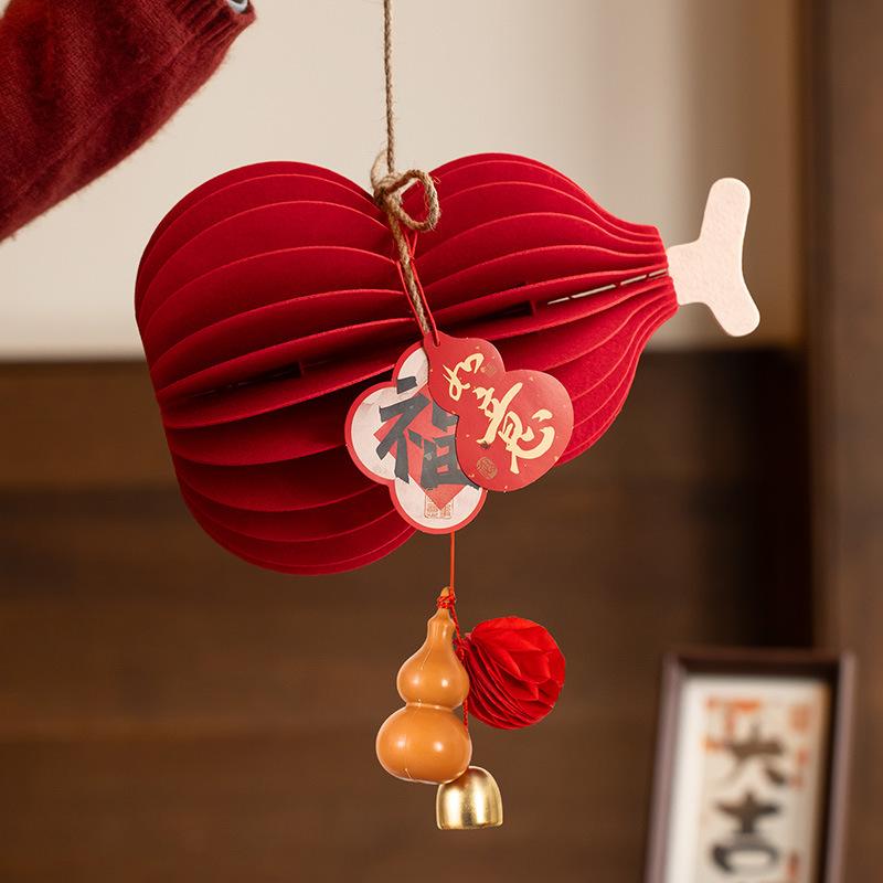2pcs New Year's Decoration Pendant, gourd small lantern pendant, Year of the Horse 2026 New Year atmosphere layout, home decoration