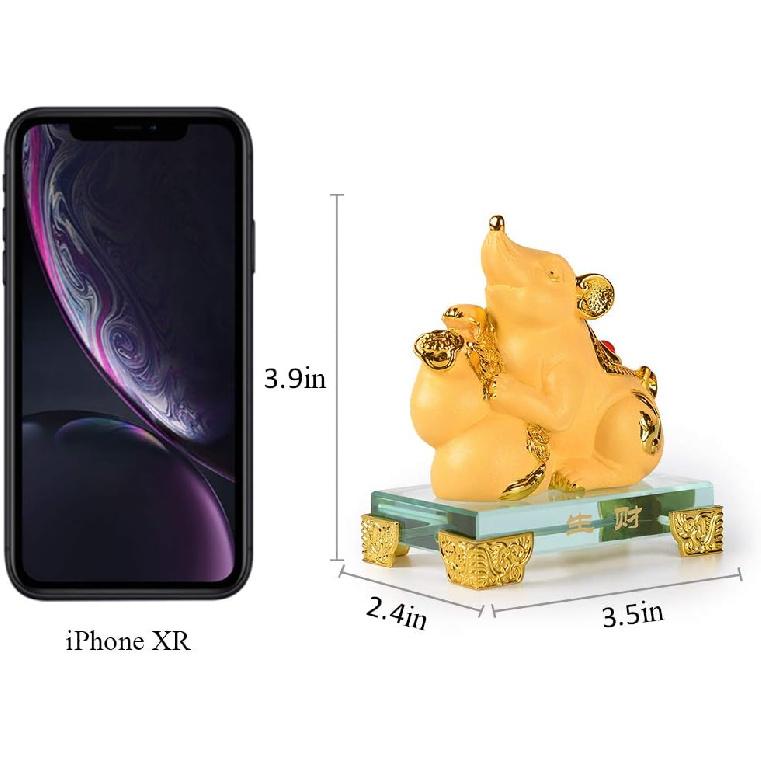 BRASSTAR Golden Resin Feng Shui Statue Mouse/Rat Home Office Table Top Decor Chinese Zodiac Figurine Gift Collection PTZY100