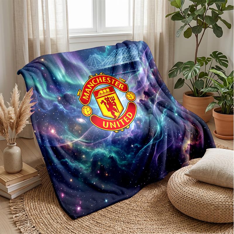 Manchester United Theme Blanket Soft Flannel Blanket Plush Throw Blanket Cozy Sofa Bed Blanket for Home Decor