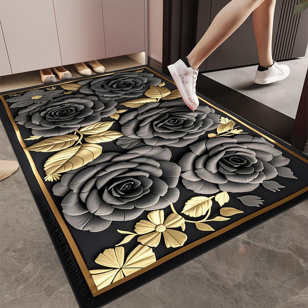 

Коврик с сельским цветком, 3D стереоскопический дизайн, износостойкий кристальный бархатный ковер, креативный цветочный узор, экологически чистая нетканая основа 70cm * 100cm