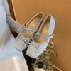 Fashion Women's Mary Jane Shoes Square Toe Bow Flannel Shallow Mouth Shoes Women Dress Increase Internal Height 2025 Zapatillas De Mujer