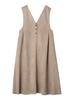 Cohen Suede-Like V-Neck Jumper Skirt, Size 23, Beige (76756460371 2370), Size L