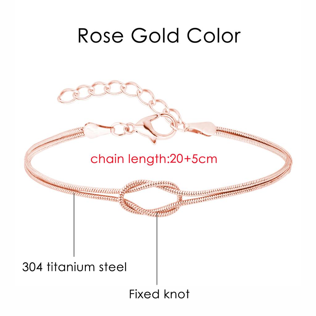 Knotted Snake Chain Bracelet For Couple Stainless Steel Gold Color Handmade Knot Hand Accessories Valentine's Day Jewelry Gifts