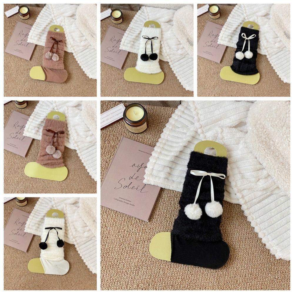 Y2k Balletcore Plush Stockings Thicken Knitted Leg Covers Fashion Mink Fur Leg Warmer  Fall Winter
