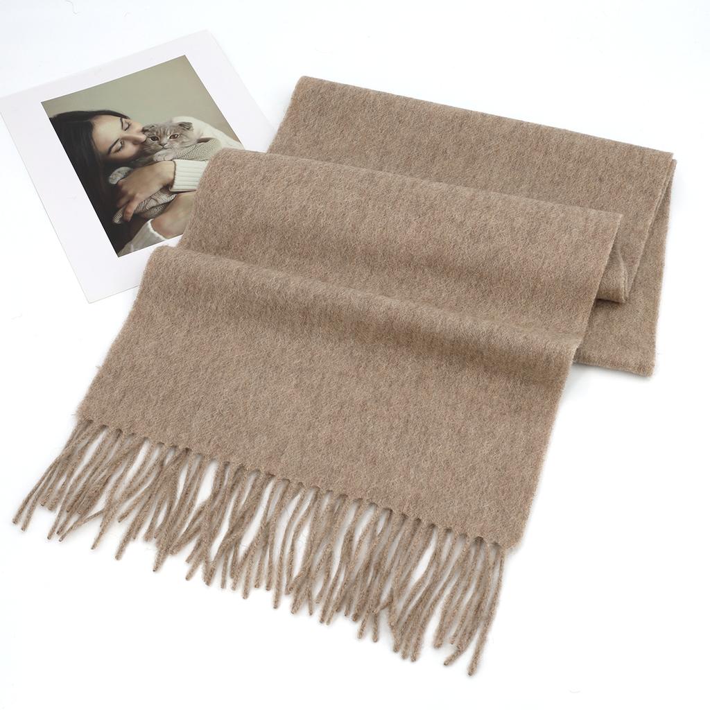 100% Wool Scarf For Women Men Winter Autumn Australia Cashmere Scarf  Design Solid Color Tassel Shawl Pashmina Warm