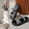 Cool slippers female summer wear 2025 new fairy style with skirt platform beach sandals fashion one-word drag